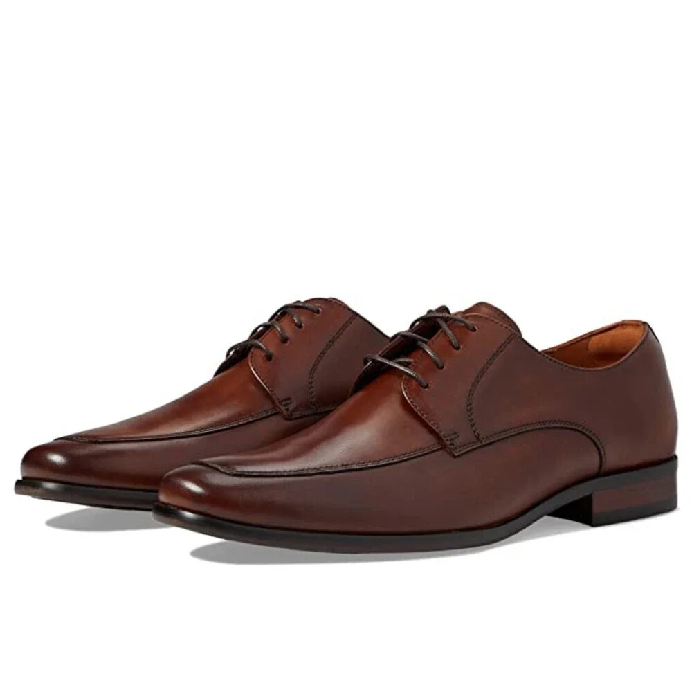 Florsheim Postino Oxford Men's US 7 Cognac Leather Moc Toe Dress Shoes ZAP747
